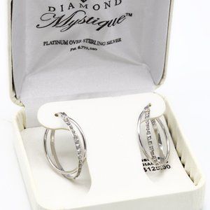 Diamond Mystique Double Hoop Sterling Silver Diamond Earrings